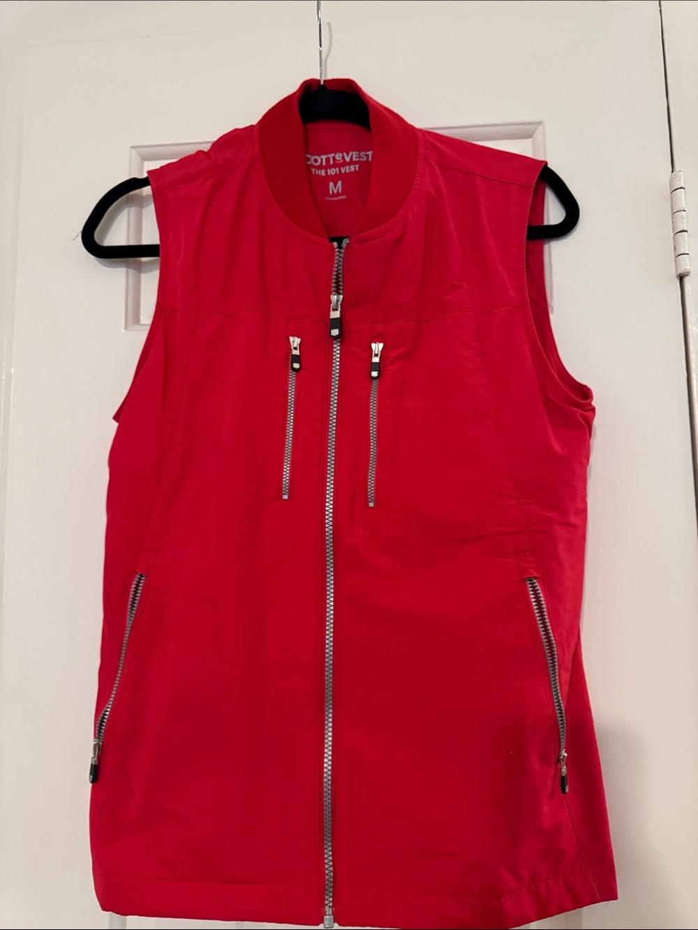 Scottevest Red Sleeveless Zip Vest with Multiple Zip Pockets